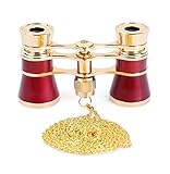 Teleskop 3 x 25 Klassische Faltbare Oper-Gläser-Fernglas-Metallkörper mit kettenoptischer Linsentheater Teleskop Retro Design Frauen Geschenke Für Erwachsene, Kinder, Profi, Anfänger (Color : Red)