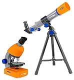 Bresser Junior Mikroskop & Teleskop Set mit Mikroskop 40x-640x Vergrößerung und 40/400mm Teleskop für Kinder ab 8 Jahren