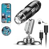 USB Mikroskop Digital, AOPICK 1440P Mikroskop für iPhone Android, 50 Bis 1000X Microscope Digital mit 8 LED & Ständer HD Handy Mikroskop Kompatibel mit iOS, Android, Tablet
