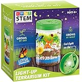 Die Biosphäre,Galileo Science, Beleuchtetes Terrarium-Set für Kinder mit LED-Licht im Deckel, Erstellen Sie Ihren eigenen Minigarten in einem Glas, das nachts leuchtet,STEM Wissenschafts-Geschenkeset